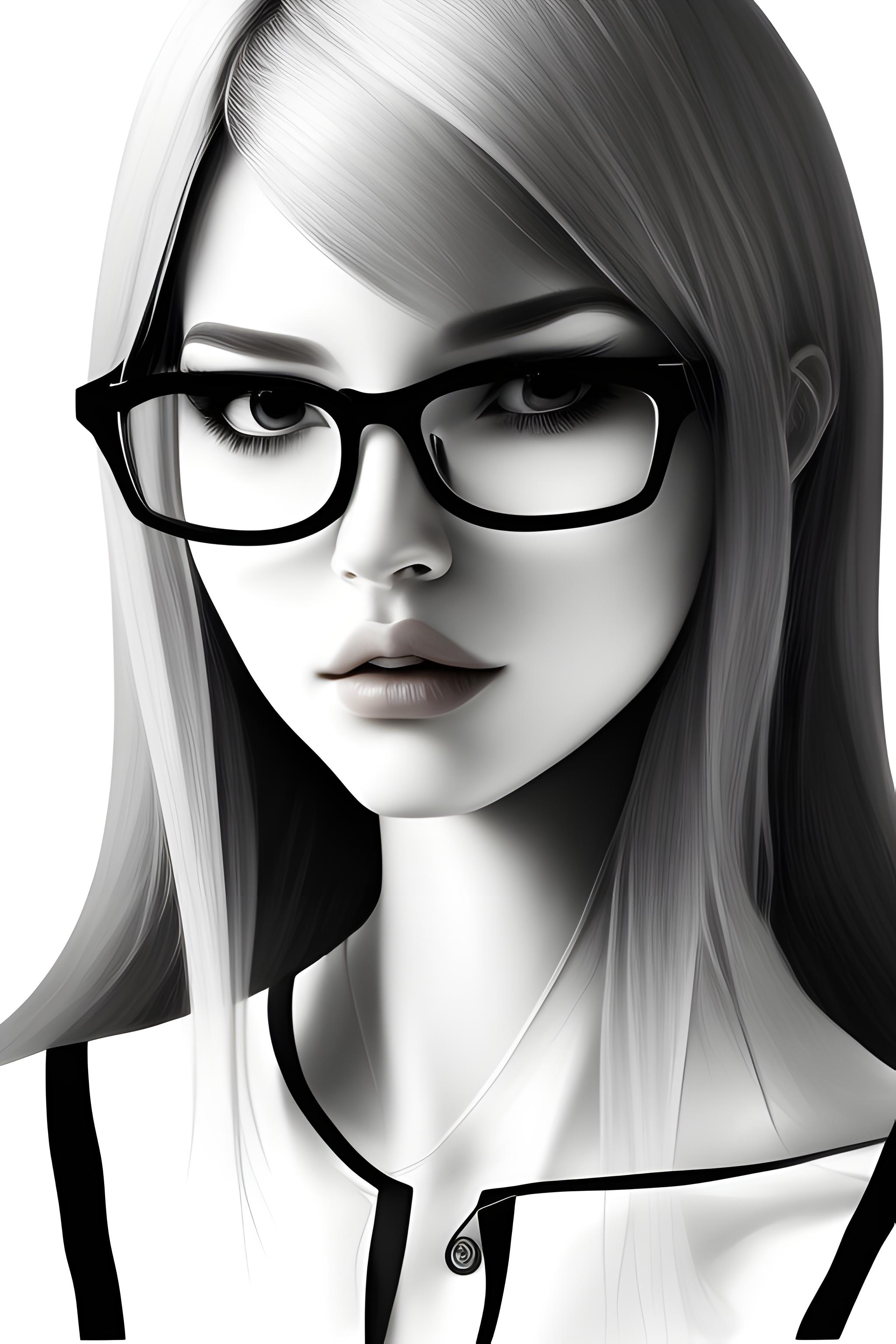Girl In Glasses - Dr3wmayy - Digital Art, People & Figures, Portraits,  Female - ArtPal